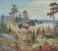 Oljemålning, Älg i skogslandskap, Torsten Meuller