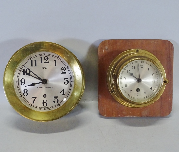 2 st. skeppsur bl. a. Seth Thomas, USA, 1900-talets mitt