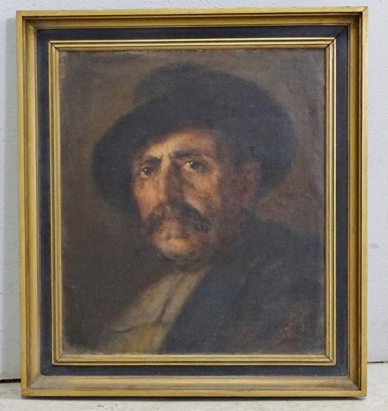 Oljemålning på pannå, oidentifierad konstnär