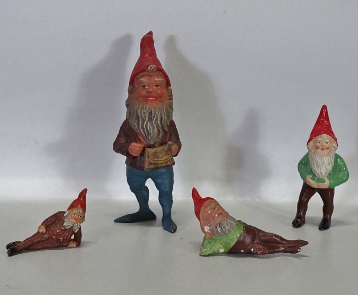 4 st. figuriner "Tomtar" troligen Tyskland, 1940/50-tal