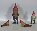 4 st. figuriner "Tomtar" troligen Tyskland, 1940/50-tal