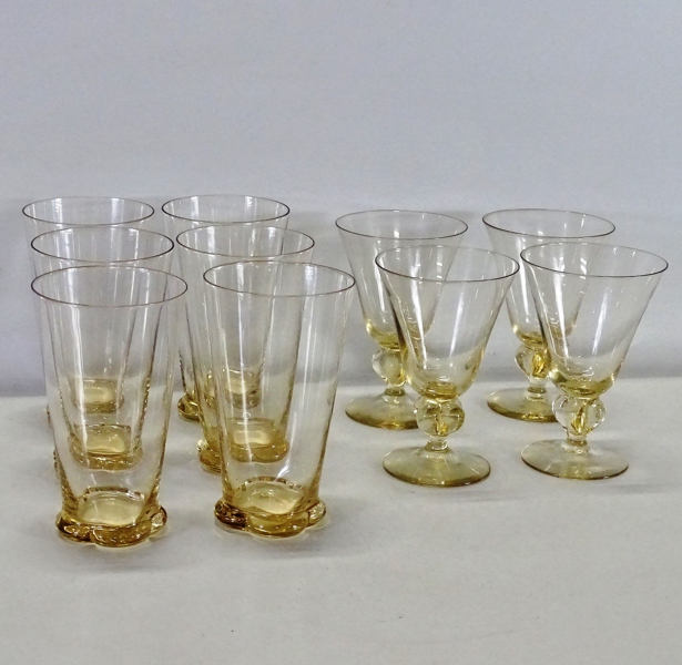 6 st. higball- samt 4st. vinglas, "Gulli" Siegfrid Ståhl, Skruf, 1900-tal