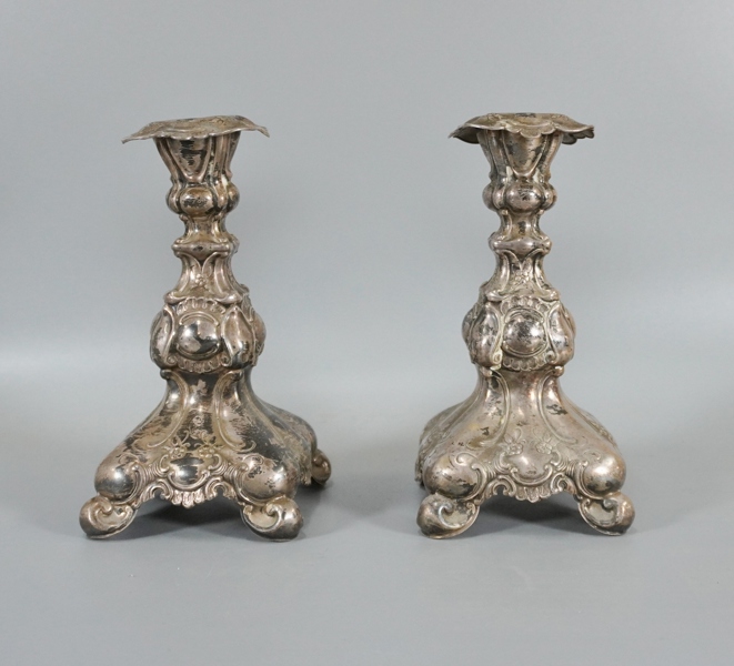 1 par ljusstakar, barockstil, nysilver