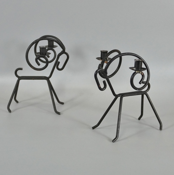 1 par ljusstakar "julbock" smide, 1900-tal