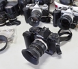 3 st. kameror, Olympus, OM-2 och 4, med diverse tillbehör