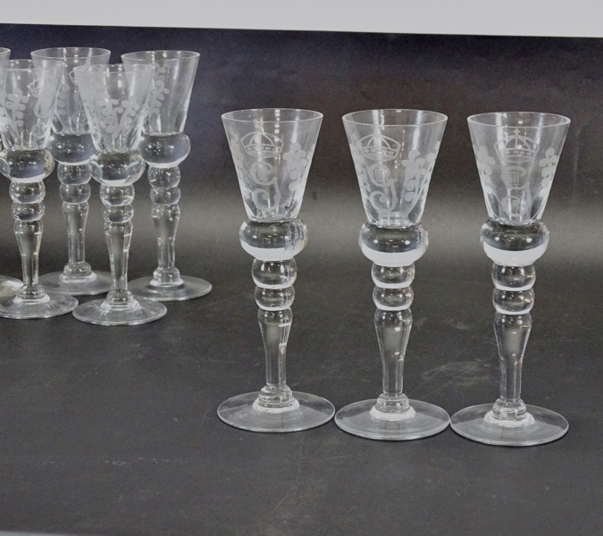 3 st, snapsglas, "Gustav III" 1900-tal