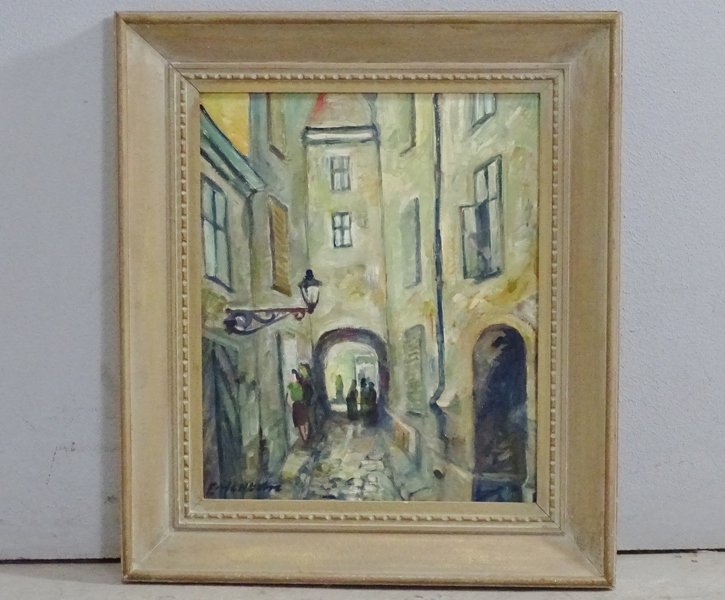 Oljemålning på pannå, Emil Hellbom