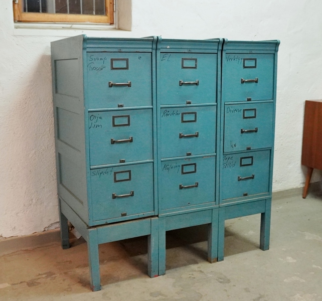 3 st. arkivskåp, 1900-talets mitt